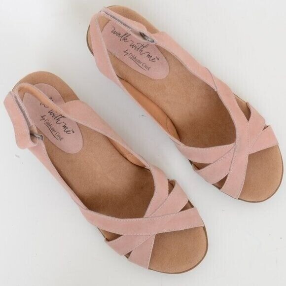 Coldwater Creek Walk with Me Pink Leather Open Toe Slingback Pump Women's 9.5 - Picture 6 of 10